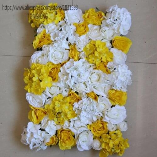 NEW White and yellow 10PCS/lot Artificial silk rose hydrangea flowers wall wedding background decoration Arch flower TONGFENG