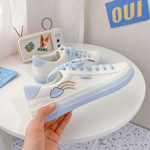 2021 summer new hand painted canvas shoes womens gradient womens shoes Korean student casual board lady shoes