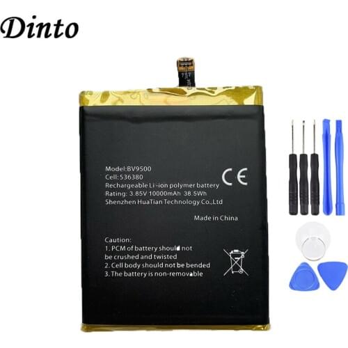 Dinto New 10000mAh Blackview BV9500 Battery Replacement Mobile Phone Batteries for Blackview BV9500 Pro + tools