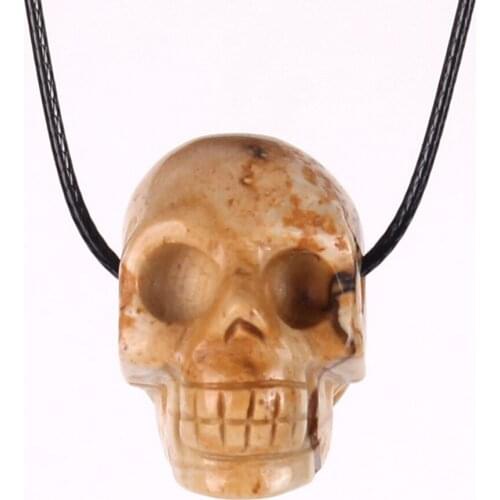 Wholesale 24pcs/lot Natural Healing Carved Stone Human Reiki Drilled Hole Skull Figurine Statue Sculptures Pendant Free Shipping