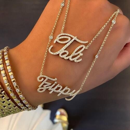 Custom Name Necklace Iced Out Zirconia Necklace for Women Personalized Gold Chain Necklace Zircon Custom Jewerly Birthday Gifts