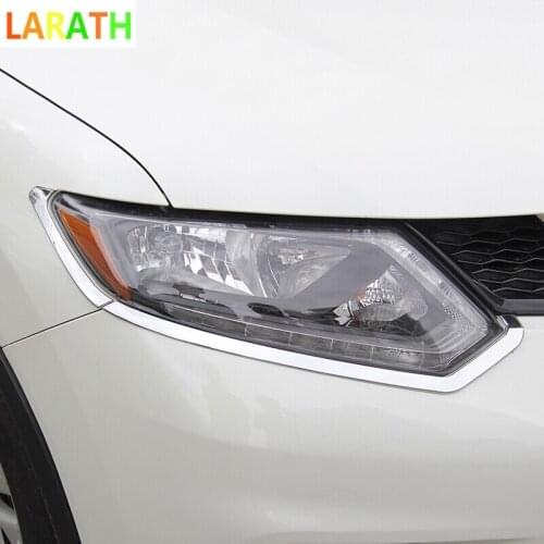 For Nissan X-Trail X Trail Rogue T32 2014 2015 2016 Headlights Eyebrow Cover Front Lights Trim ABS Chrome