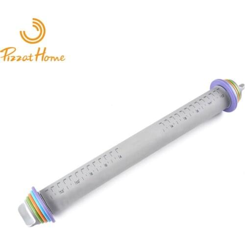 PizzAtHome Silicone Rolling Pin Dough Non-Stick Roller Baking Pastry Bakeware Tool Thickness Scale Adjustable Rolling Pins