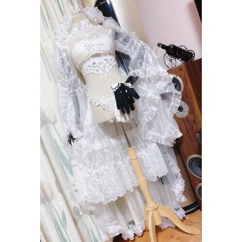 [Customized] Game NieR Automata 2B White Marriage Wedding Dress Bodysuit Cosplay Costume Halloween Party Suit For Women Girls Ou