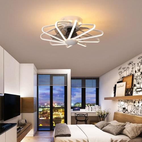 Ceiling Fan with Light Modern LED Adjustable Light Color/Fan Speed With Remote Control Flush Mount Fan Ceiling Light Fixtures