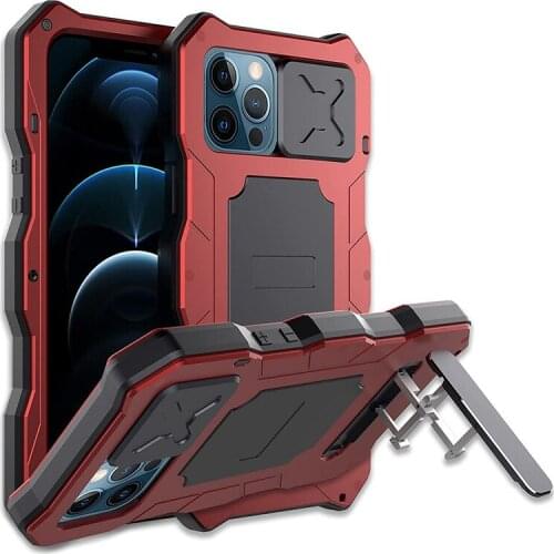 Full-Body Rugged Armor Shockproof Protective Case for iPhone 12 Pro Max 12Mini with Kickstand Aluminum Metal Cover for iPhone 12