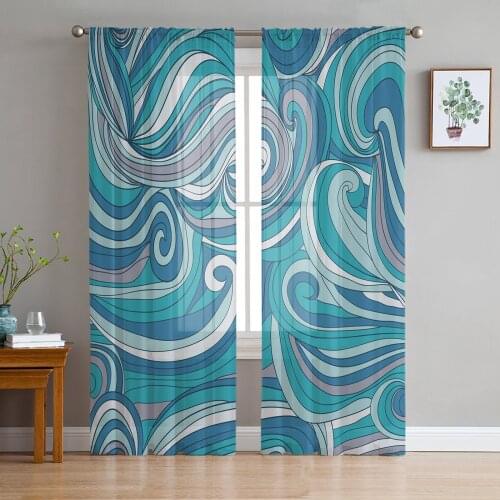 Sheer Curtains For Living Room Lines Dense Waves Vortex Childrens Bedroom Balcony Large Curtains Kitchen Dining Room Curtains
