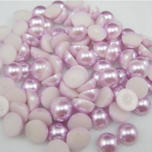 Many Size Choosing Light Purple Color ABS Half Round Flatback Imitation Pearls Beads For DIY Decoration