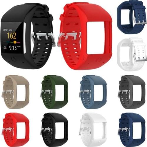 Comfortable Silicone Replacement Watchband Wrist Strap for Polar M600 Smart Watch Wristband Strap Classic Stainless Steel Buckle