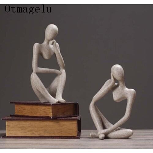 Resin Crafts Abstract Character Thinker Figurines Miniatures Ornament Vintage Living Room Desktop Home Decor Accessories Gifts
