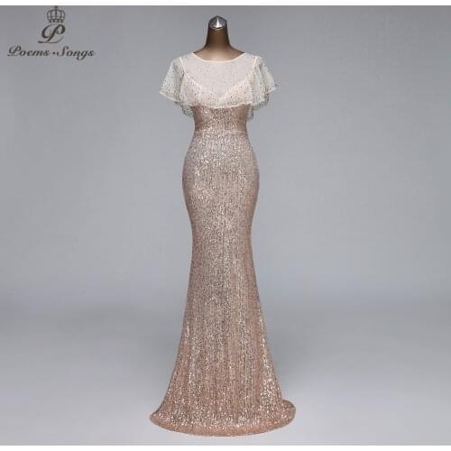 Luxury cape can detachable style Evening dress prom dress sequins robe de soiree mermaid dress Evening gowns vestidos de fiesta