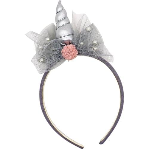Cute Cartoon Headband Christmas Headwear for Children Baby Girl HairBands Silver Unicorn Tiaras Hair Hoop Kids Hair Accessories