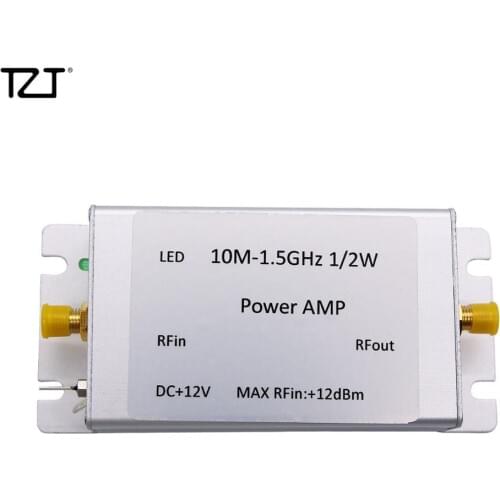 TZT 10MHz-1.5GHz Broadband RF Power Amplifier 32dB Gain 27dBm Shielded Output
