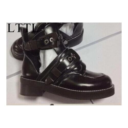 Newest 2017 Runway Woman Riding Boots High Quality Leather Black Cut-outs Buckle Strap Gladiator Boots Motorcycle Boots Size 10