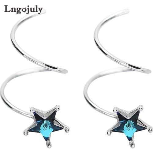 Fine Jewelry Pure 100% 925 Sterling Silver Star Stud Earrings For Women Girl Anniversary Party Earring Silver 925 Jewelry Gifts