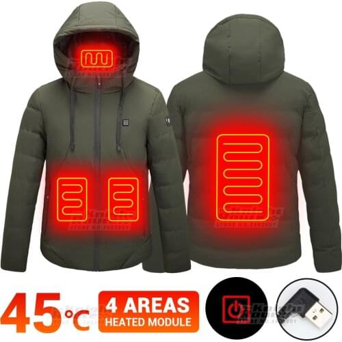 Winter Heated Jacket Men USB Electric Heated Vest Motorcycle Jacket Outerwear Ski Down Jacket Hunting Clothing Warm Comping Coat