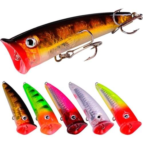 1 PCS 75MM 10.5G Popper Fishing Lure Floating Artificial Lures Bionic Pike Hard Artificial Bait Treble Hook Trout Fishing Tackle