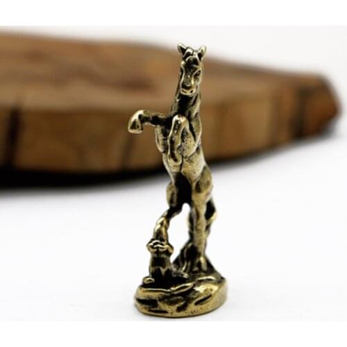 ZOCDOU 1 Piece Creative Pure Copper Wangcai Horse Keychain Ma Daocheng Home Furnishing Ornaments Office Lucky Decorations