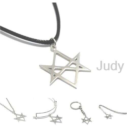 12pcs/lot Unicursal Hexagram Symbol charm necklace Emblem Amulet Talisman bangle keyring bookmark