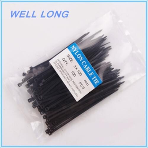 200pcs/lot 3*100mm Black Nylon Wire Cable Zip Ties, Cable Ties