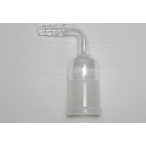 24/29,Glass Socket Adapter To Rubber Tube,Right Angle Connection,Hose Inlet