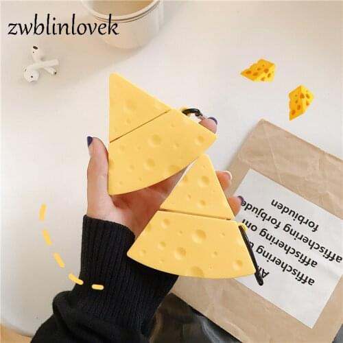 3d cheese case for airpods 1 2 cute accessories bluetooth headset protective cover for airpod 3 cartoon silicone with keychain