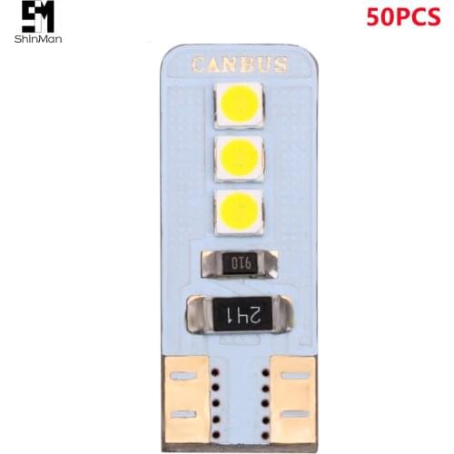 50pcs Canbus Error free T10 194 168 192 W5W 3030 6smd bright Auto led car license plate light wedge instrument side led lamp