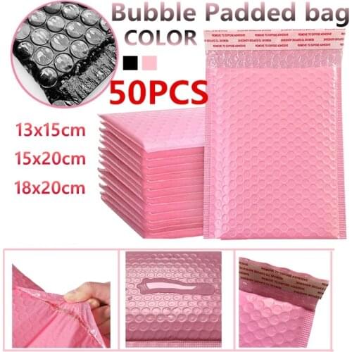 50Pcs/Set Portable Waterproof Bubble Mailers Poly Self Sealing Padded Envelope Courier Bags Gift Packages