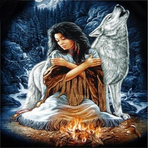 5DDIY Diamond Embroidery Beauty And Beast Wolf Animals Diamond Painting Full Diamond Mosaic Needlework Crafts Home Paintings