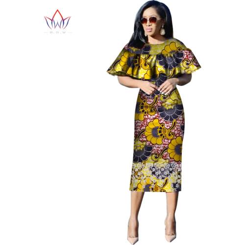 Bintarealwax African Women Dresses New Fashion Butterfly Collar African Clothing Dashiki Plus Size Sexy Party Dress WY3110