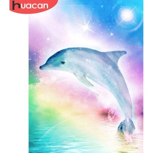 HUACAN 5D Diamond Painting Animal Rhinestones Full Square/Round Diamond Embroidery Dolphin Mosaic Kit