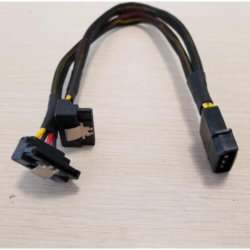 PSU 4Pin IDE Molex to Dual 90 Degree Down Angle 15Pin SATA Power Cable Cord 18AWG Wire For HDD SSD PC DIY