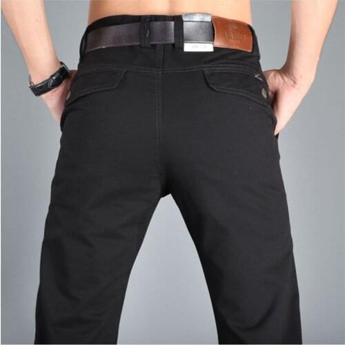 2021 New Autumn Men Casual Pants Cotton Straight Mens Pants Black Army Khaki Man Trousers Plus Size 40 42 Leisure simplicity