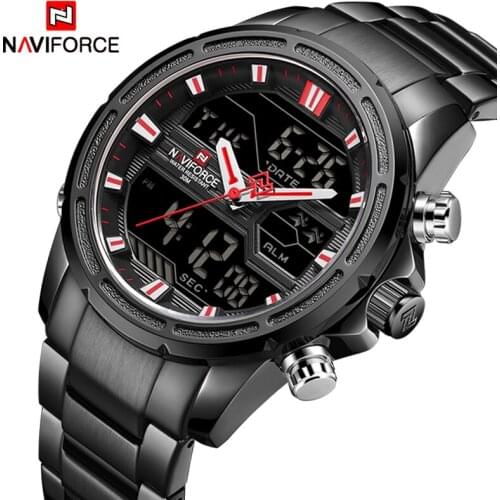 Top Luxury Brand NAVIFORCE Men Military Sport Watch Men Stainless Quartz Watches LED Digital Analog Male Clock Relogio Masculino