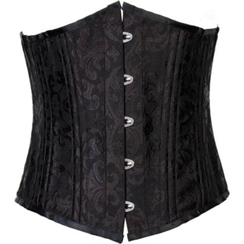 Black Jacquard Sexy Waist Trainer 24 Steel Boned Waist slimming Corset Cincher Underbust Tight Lacing Gotico Corselet Espartilho
