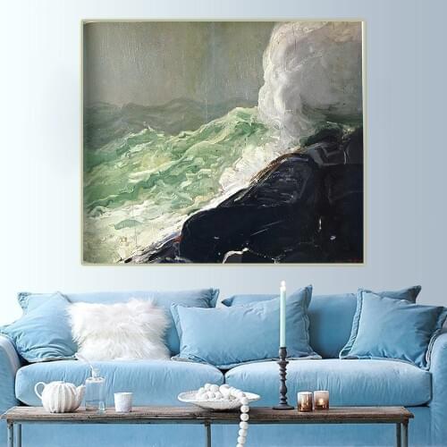 Citon George Bellows《Churn and Break》Canvas Oil Painting Ash Can School Artwork Poster Picture Wall Decor Modern Home Decoration