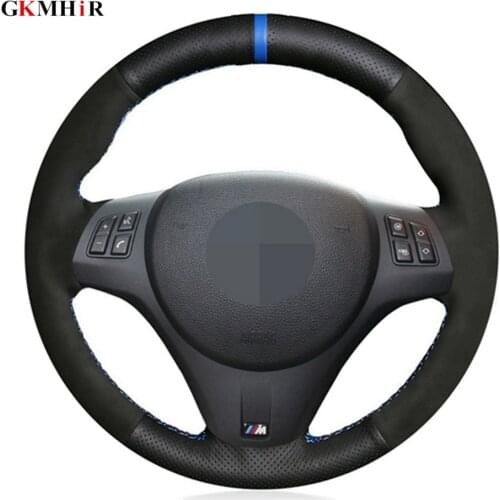 DIY Hand-stitched Soft Black Genuine Leather Suede Car Steering Wheel Cover For BMW M Sport M3 E90 E91 E92 E93 E87 E81 E82 E88
