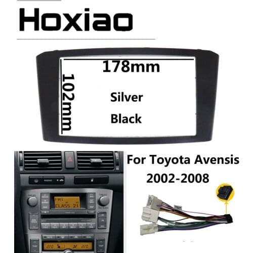 Double 2 Din Car Radio Fascia for TOYOTA Avensis Frame 2002 2008 2007 2006 2005 2004 2003 Black Silver Panel Stereo Audio Frame