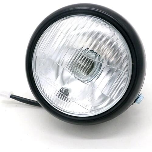 Retro 6 1/2" Motorcycle Headlight Head Lamp Amber Halogen Front Light For Suzuki Yamaha Honda Cafe Racer