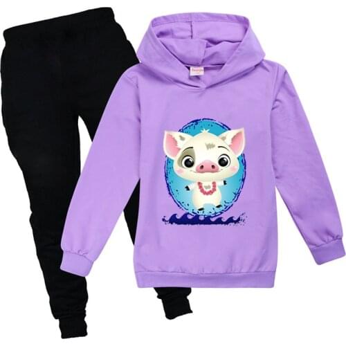 T Shirt MOANA Baby Winter Clothes Coat Long Sleeve Top Enfant Sweatshirt and Black Pants 2PCS Kids Little Boys/Girls Tracksuit