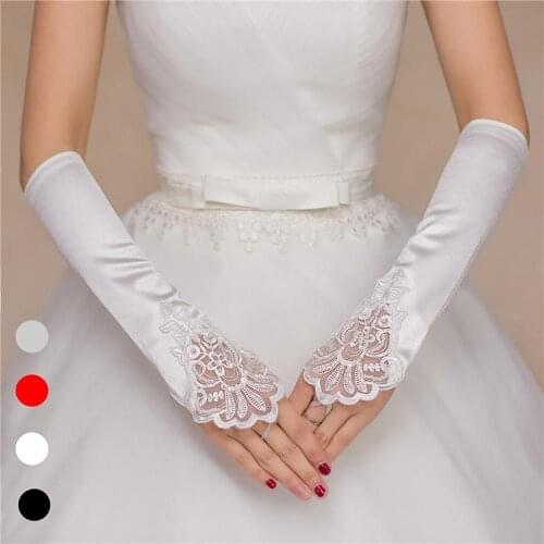 HONGFUYU Wedding Gloves Women Fingerless Length Bridal Gloves Long Lace gant mariage Party gloves Wedding Luvas Accessories