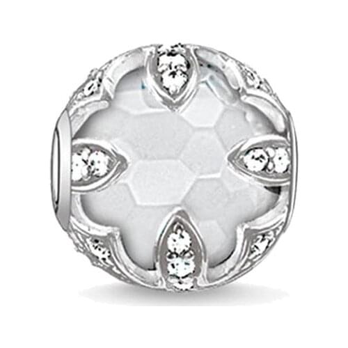 Lotus Milky Crystal Beads, Thomas Style Karma Beads 925 Sterling Silver DIY Beads Ts Jewelry Fit Bracelet Necklace for Women Men