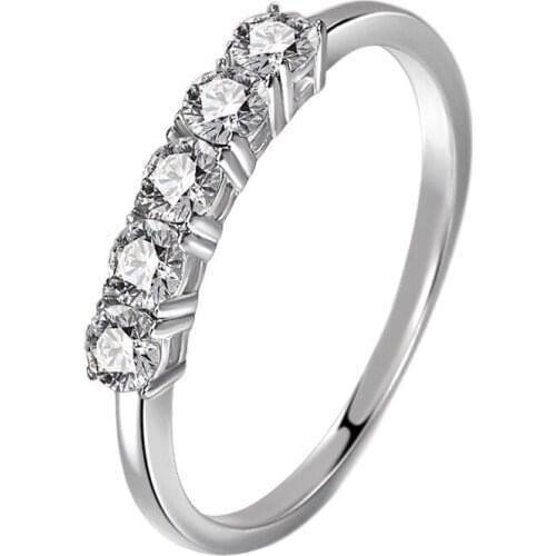 Jz392 Five Diamond Single Row Simple Bright 0.1 Carat WOMENS Ring Romantic Starlight Finger 10 Points Model Diamond Ring