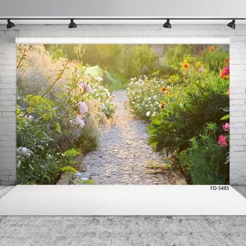Stone Road Flowers Plant Bokeh Photographic Backdrop Customized Background for Children Baby Portrait Photoshoot Photo Studio