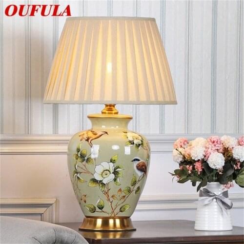 OUFULA Ceramic Table Lamp Desk Light Luxury Modern LED Pattern Design For Home Bedroom Living Room