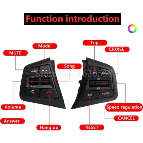 Seven color free switching For Hyundai ix25 (creta) 1.6L Steering Wheel Cruise Control Buttons Remote Volume button switches
