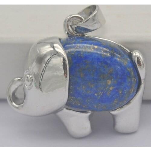 Lapis Stone GEM Pendant Elephant Animal Jewelry For Woman Gift S3257