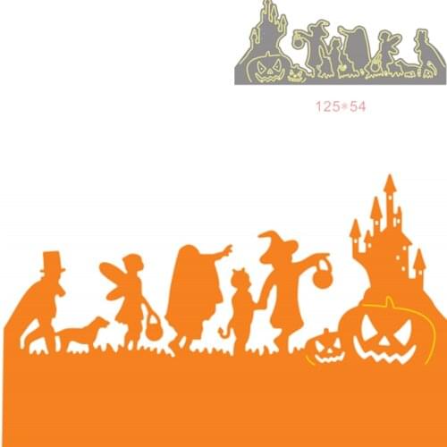 Halloween Children Haunted house Metal Cutting Dies For DIY Scrapbooking Decorative Embossing Handcraft Paper Cards Making Die
