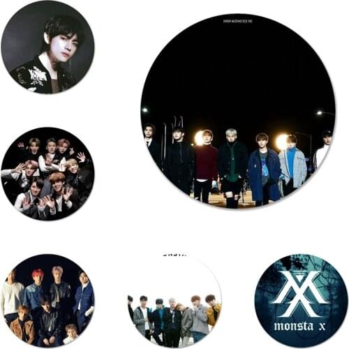 Monsta X KPOP Boy Group Icons Pins Badge Decoration Brooches Metal Badges For Backpack Decoration