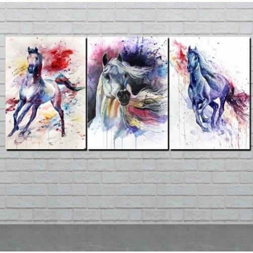 3 Piece Abstract Horses diamond painting Animal Art square round diamond embroidery cross stitch kits home decoration